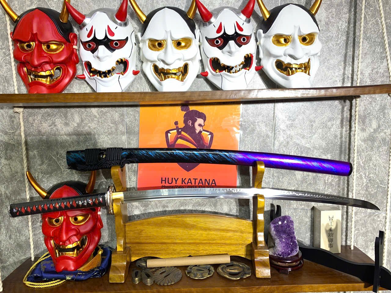 Kiếm Nhật Katana Thép T10 - Thiết Kế 2 Rãnh Máu Cao Cấp
