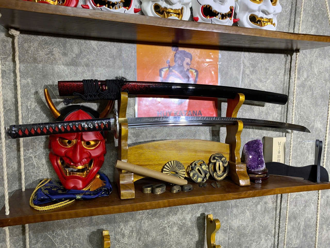 Kiếm Nhật Katana Thép T10 - Thiết Kế 2 Rãnh Máu Cao Cấp