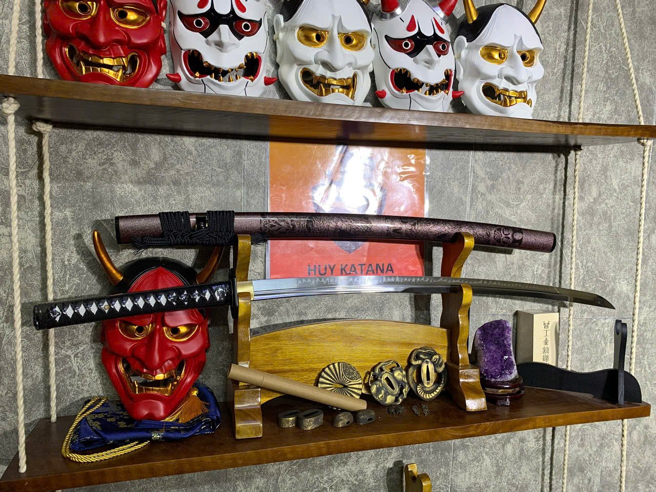 Kiếm Nhật Katana Thép T10 - Thiết Kế 2 Rãnh Máu Cao Cấp