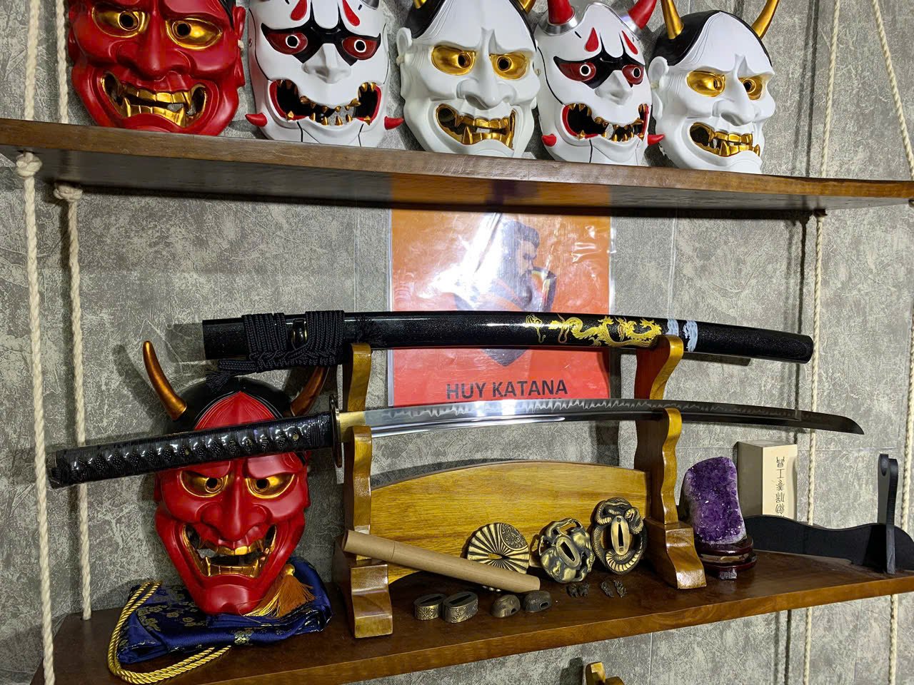 Kiếm Nhật Katana Thép T10 - Thiết Kế 2 Rãnh Máu Cao Cấp