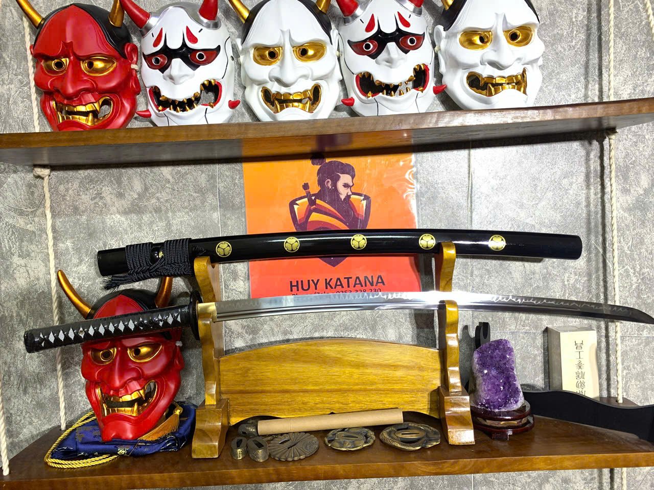 Kiếm Nhật Katana Thép T10 - Thiết Kế 2 Rãnh Máu Cao Cấp