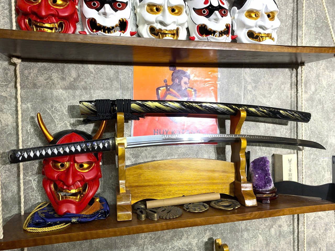 Kiếm Nhật Katana Thép T10 - Thiết Kế 2 Rãnh Máu Cao Cấp