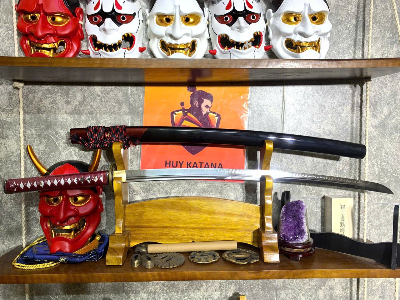 Kiếm Nhật Katana Thép T10 - Thiết Kế 2 Rãnh Máu Cao Cấp