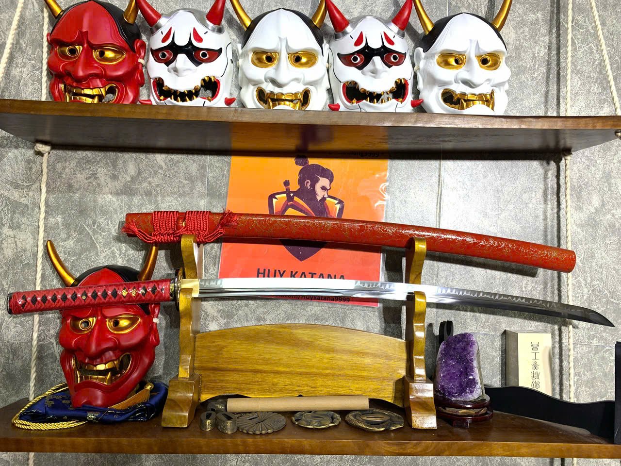 Kiếm Nhật Katana Thép T10 - Thiết Kế 2 Rãnh Máu Cao Cấp