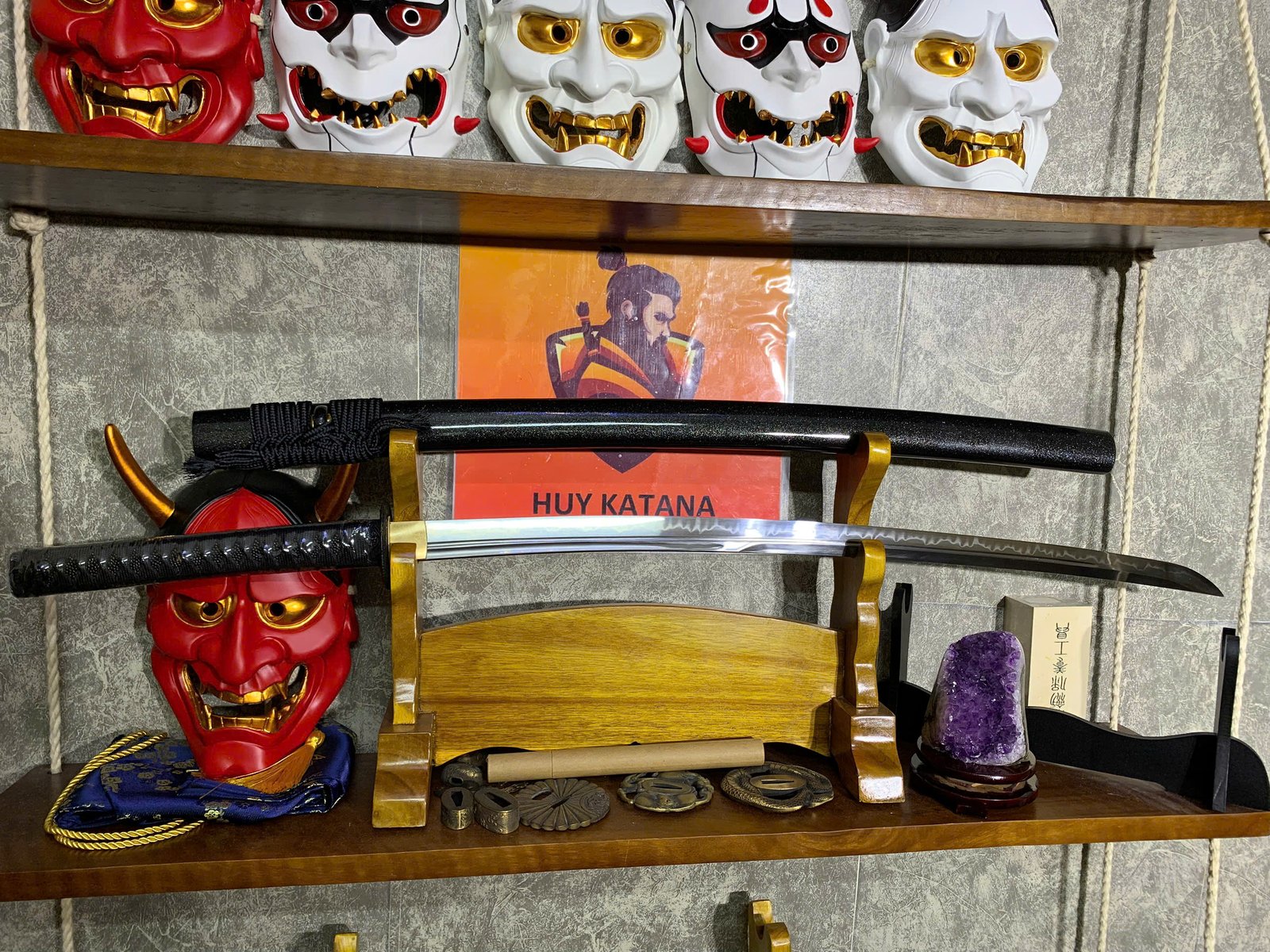 Kiếm Nhật Katana Thép T10 - Thiết Kế 2 Rãnh Máu Cao Cấp