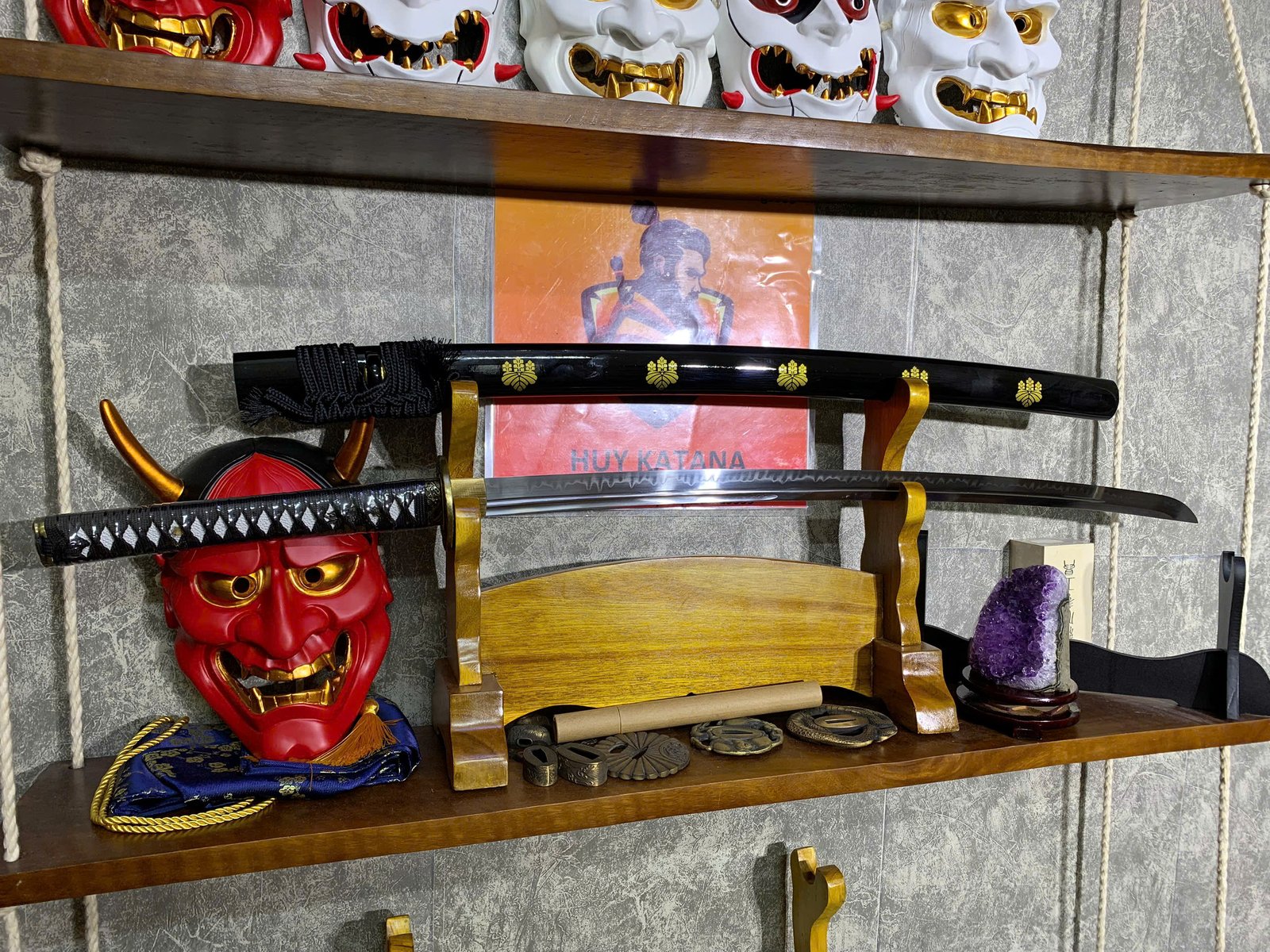 Kiếm Nhật Katana Thép T10 - Thiết Kế 2 Rãnh Máu Cao Cấp