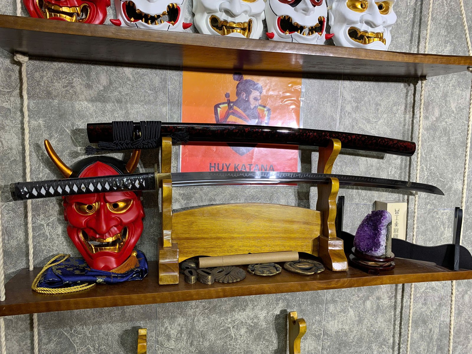Kiếm Nhật Katana Thép T10 - Thiết Kế 2 Rãnh Máu Cao Cấp
