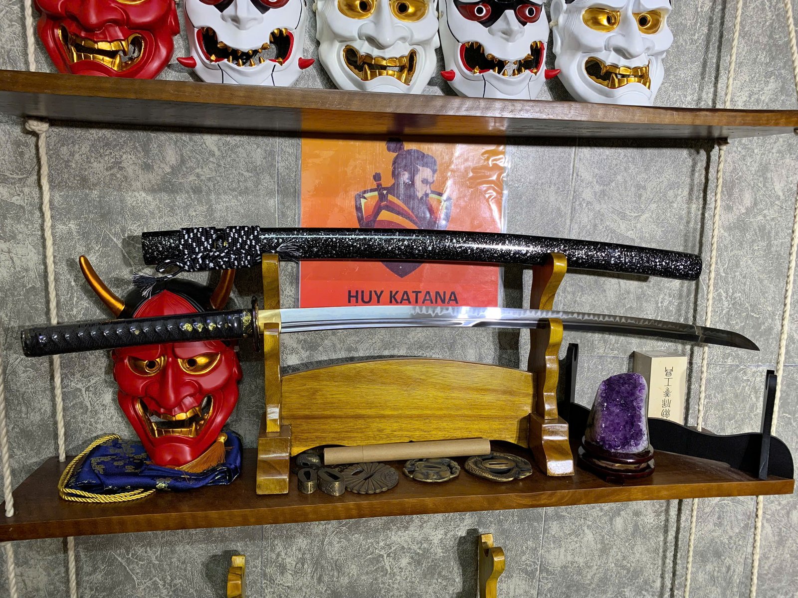 Kiếm Nhật Katana Thép T10 - Thiết Kế 2 Rãnh Máu Cao Cấp