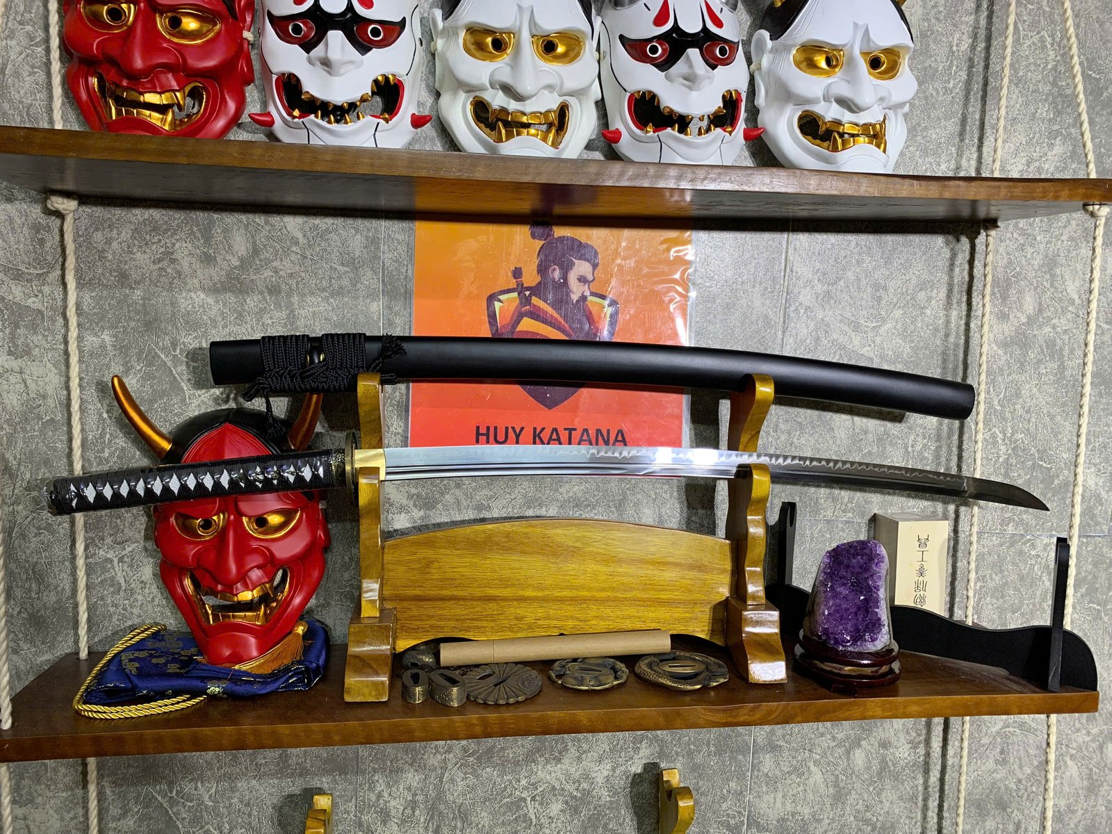 Kiếm Nhật Katana Thép T10 - Thiết Kế 2 Rãnh Máu Cao Cấp
