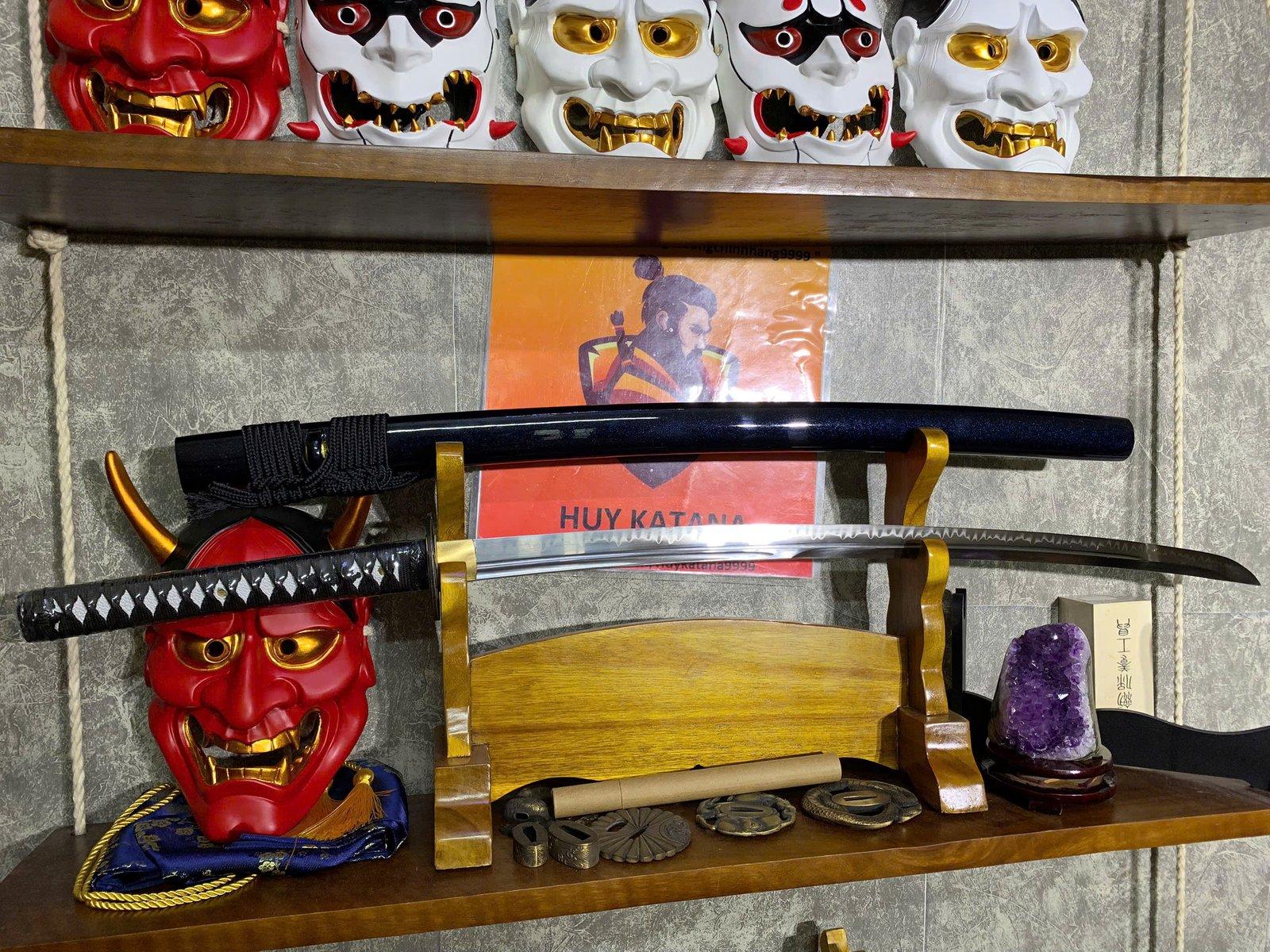 Kiếm Nhật Katana Thép T10 - Thiết Kế 2 Rãnh Máu Cao Cấp