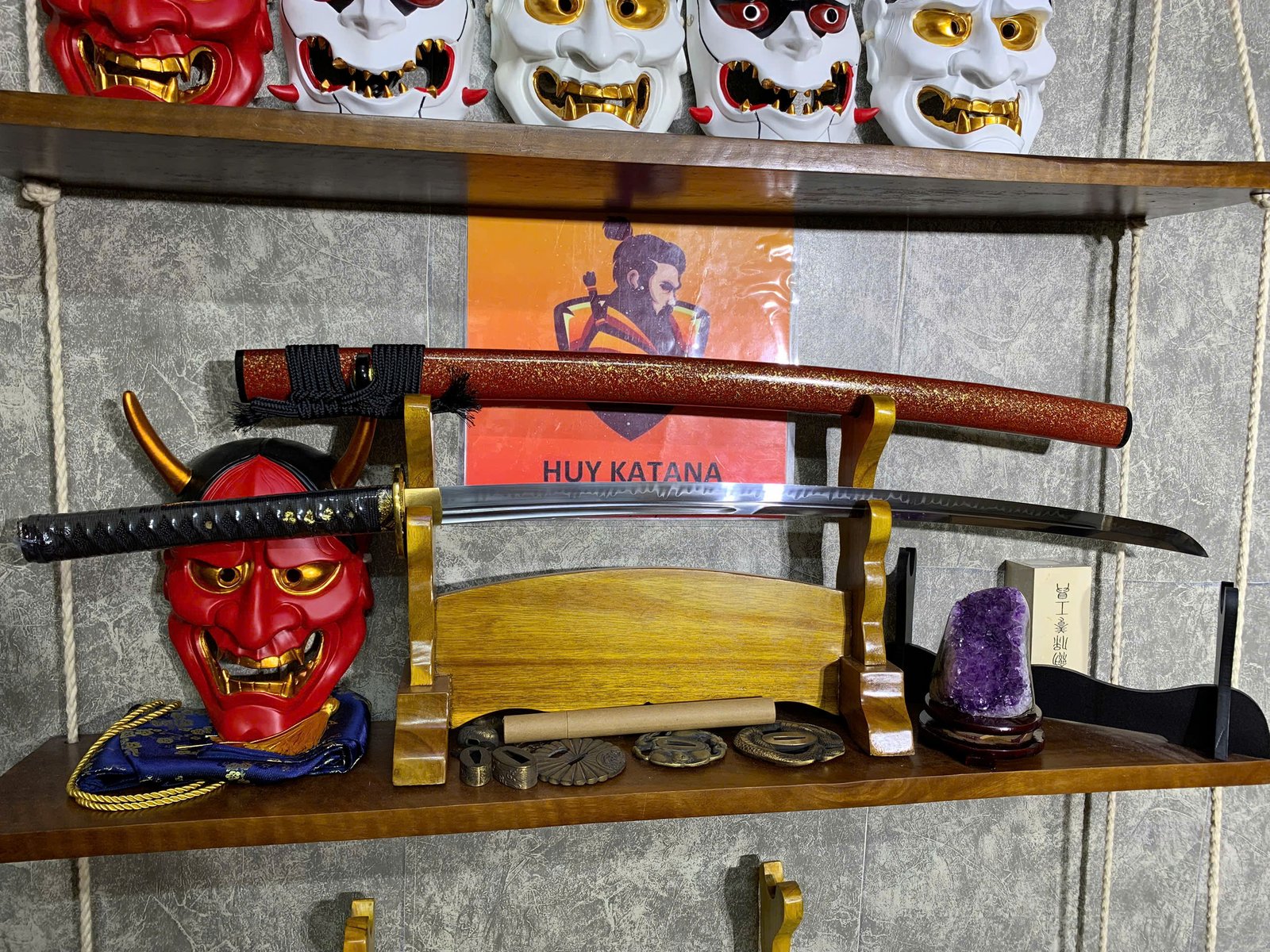 Kiếm Nhật Katana Thép T10 - Thiết Kế 2 Rãnh Máu Cao Cấp