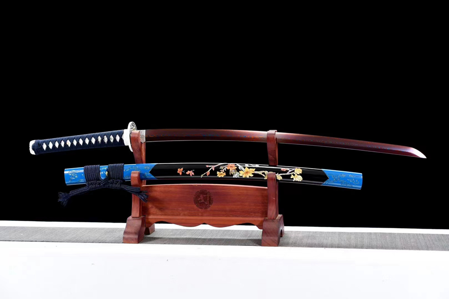 Kiếm Nhật Katana Long Mai – Phiên Bản Hoa Văn Thép Xanh Cao Cấp 