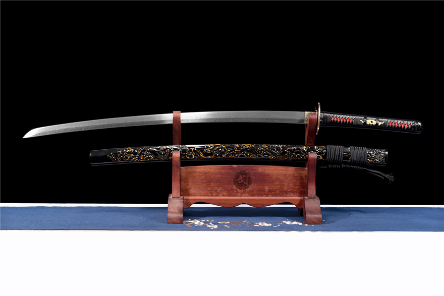 Kiếm Nhật katana Mặc Hằn – Thép Hoa Văn Gấp Tay Mài Đá, Họa Tiết Vòng Tròn