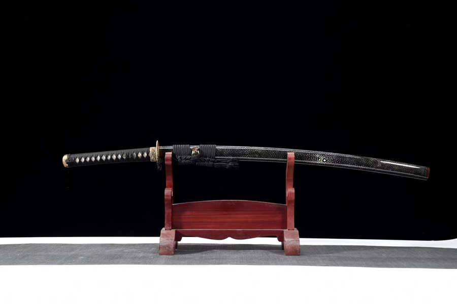 Kiếm Nhật Katana Hoa Văn Thép Gấp – [Miyamoto] - Vỏ da cá thật