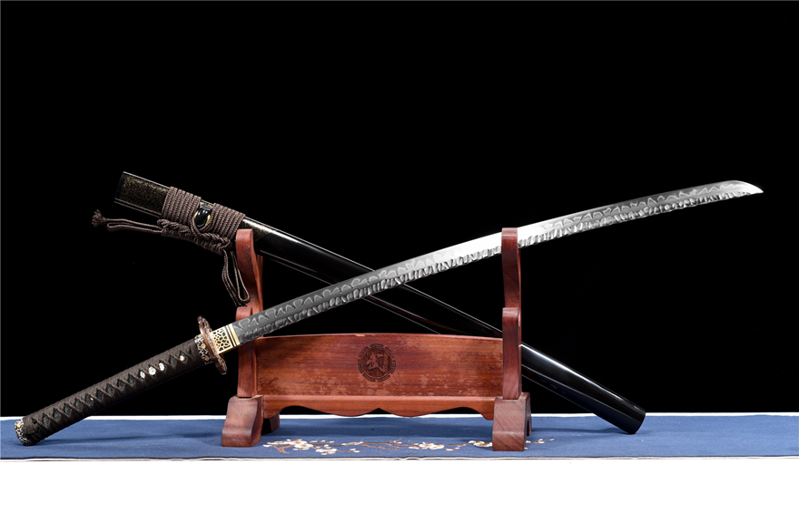 Kiếm Nhật Katana T10 Vân Đá – Tôi Lửa Họa Tiết Lá Cây – [Niên Luân]