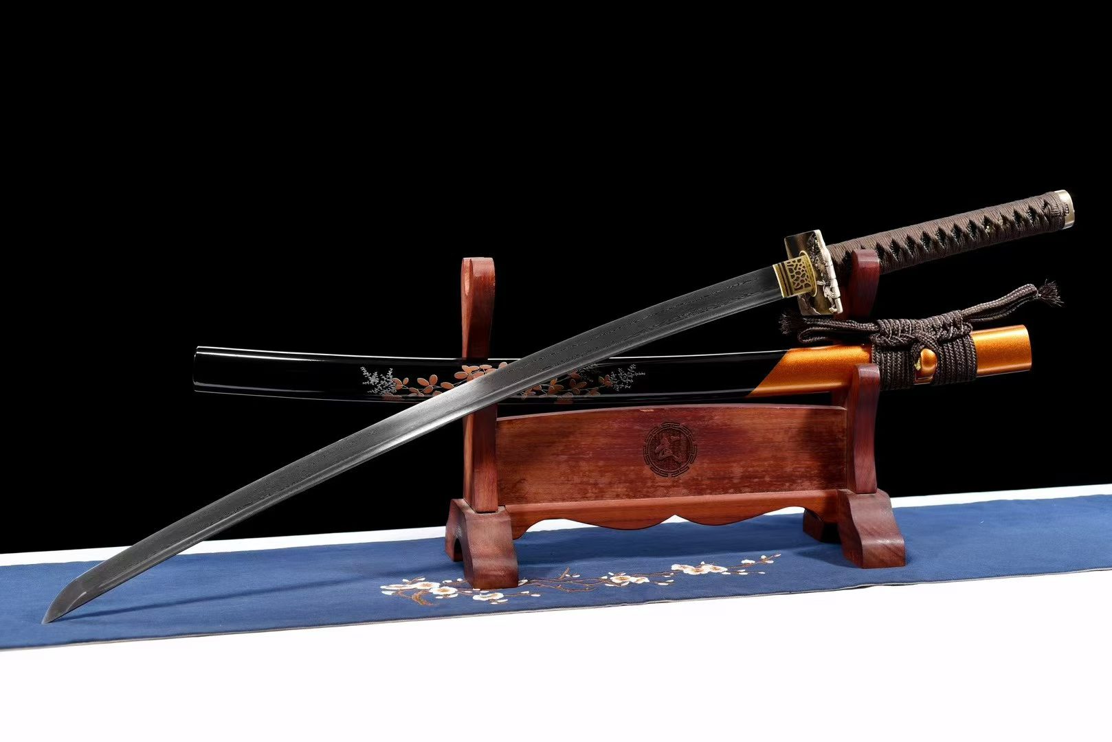 Kiếm Nhật Samurai Hoa Văn Thép Hoa Hướng Dương Bọc Đồng