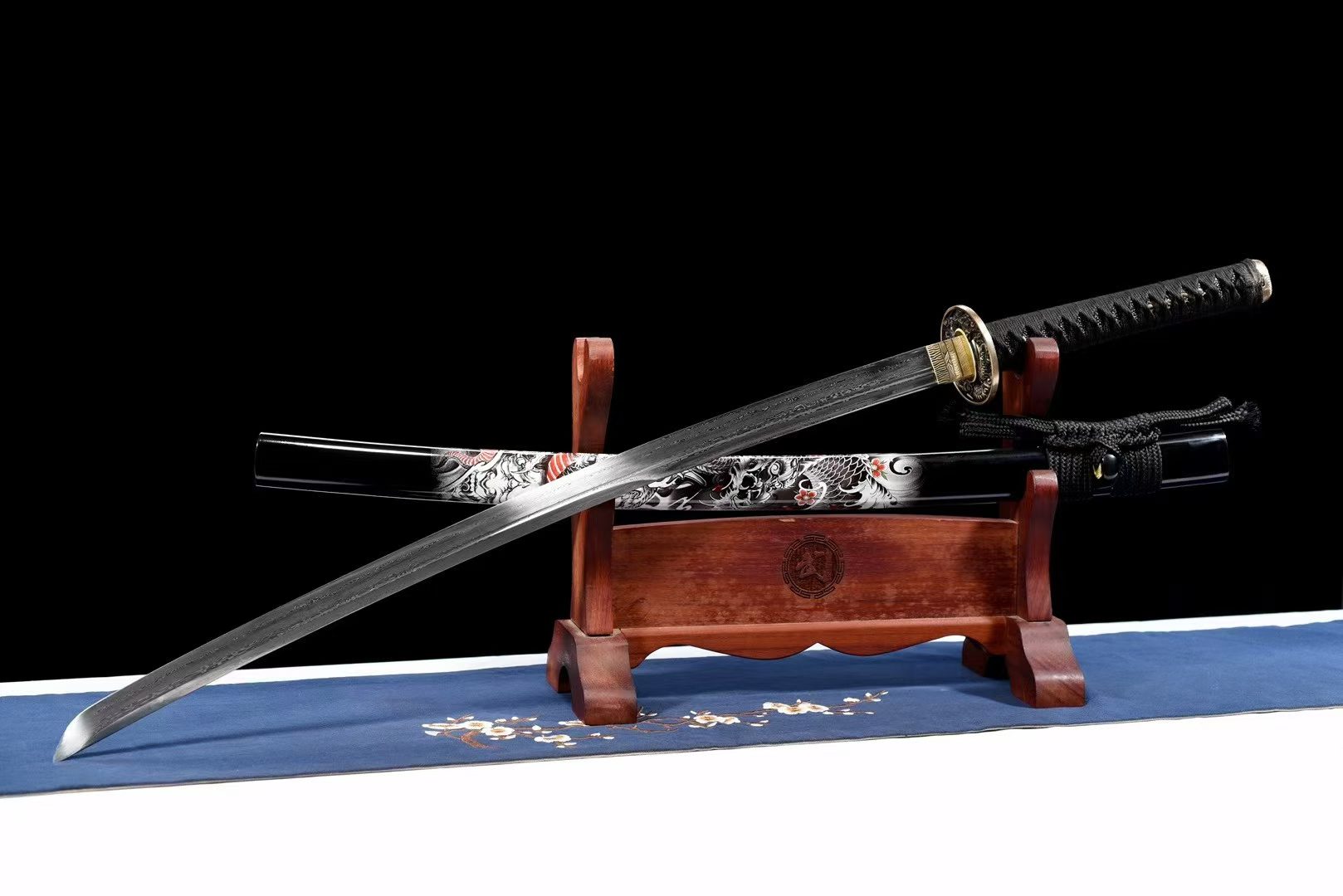 Kiếm Nhật Samurai Hoa Văn Thép Long Diệu Cửu Châu