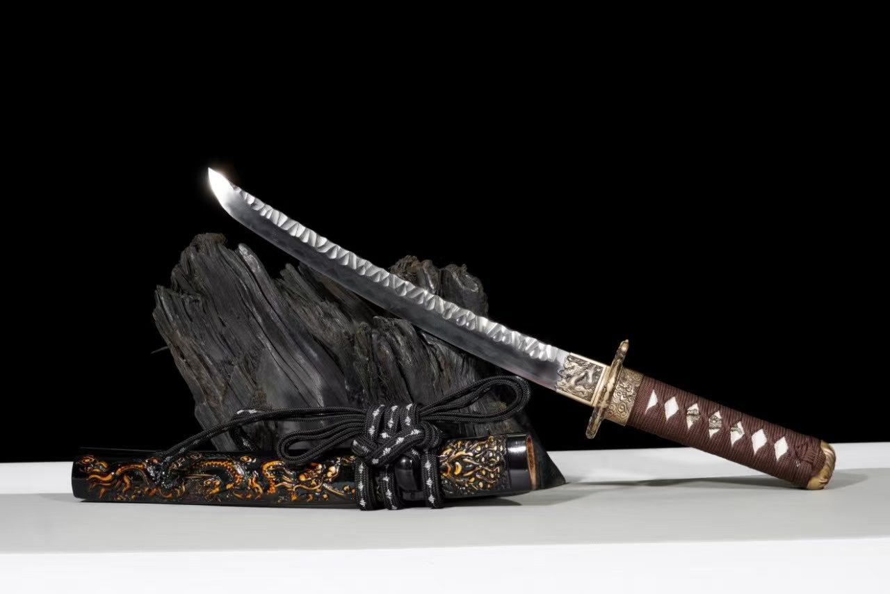 Dao Ngắn Tanto T10 Vân Đá Long Khôi Bọc Đồng