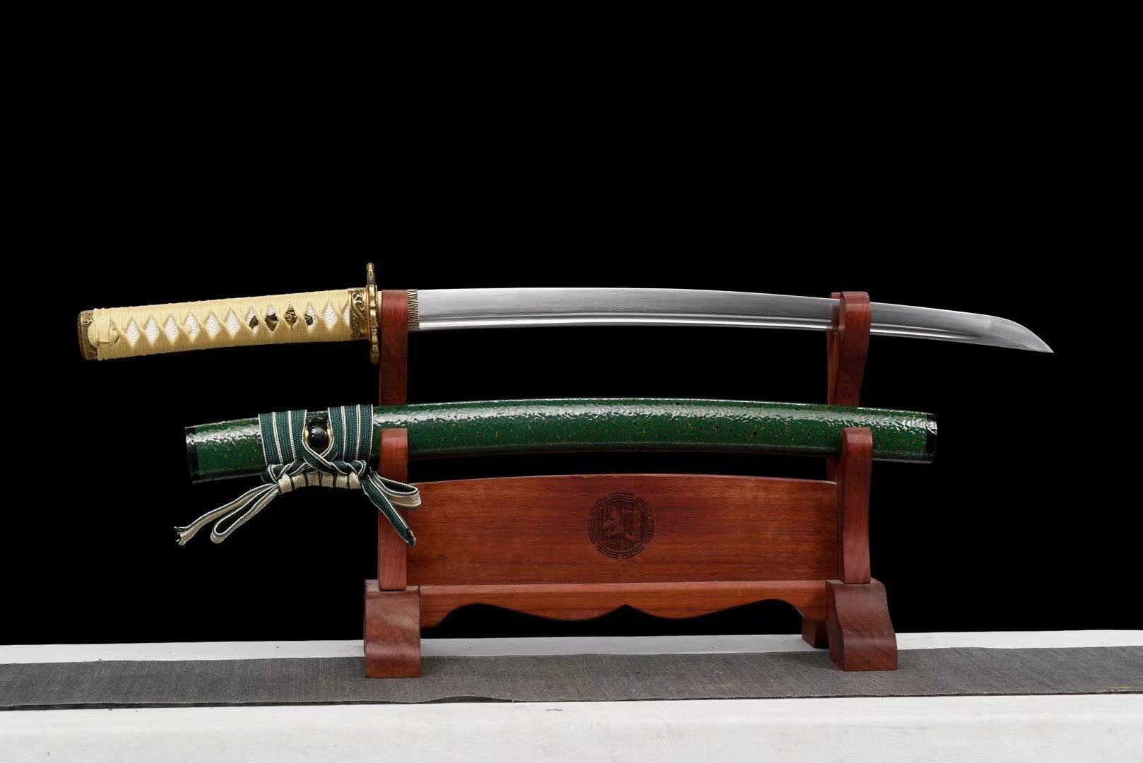 Kiếm Nhật Wakizashi Xi Mộng 20 Inch – Thép Hoa Văn Bách Luyện, Siêu Bền & Sắc Bén