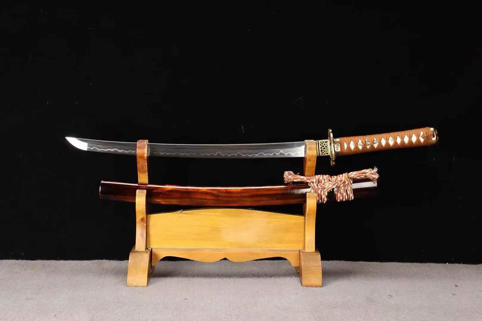 Kiếm Nhật Wakizashi Trúc Hổ 20 Inch – Thép T10 Tôi Lưỡi, Đồng Cao Cấp, Sắc Bén Thủ Công
