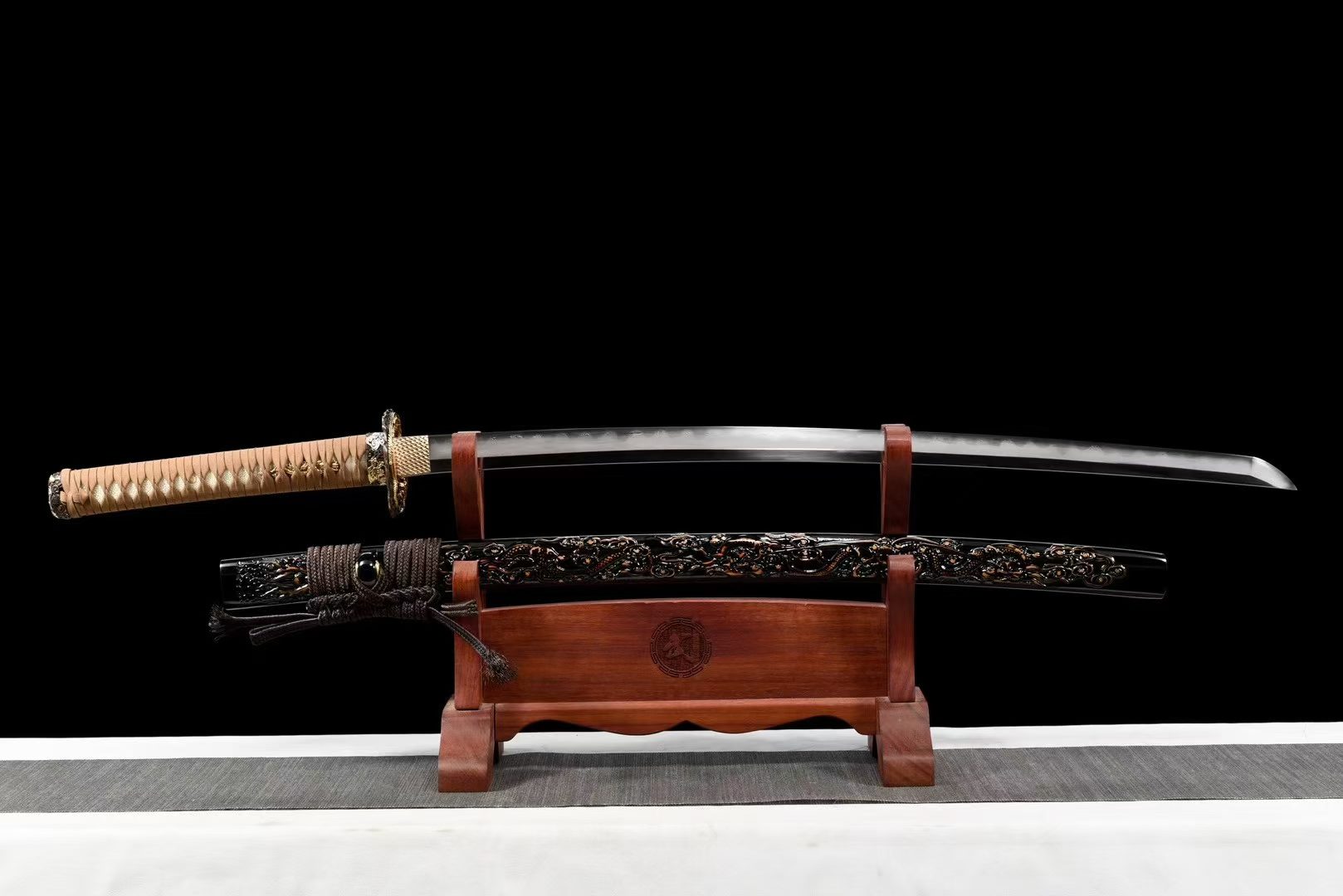 KIẾM NHẬT KATANA PHÙ LONG VŨ SĨ THÉP NGHÌN LỚP RÈN THỦ CÔNG CAO CẤP